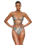 Silky Python Tie Cut Out One Piece-Black snake