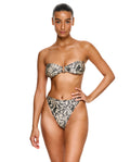 Silky Python Bandeau Bikini Top-Black snake