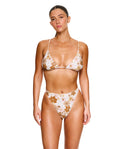 Nostalgic Bloom Triangle Bikini Top-Brown haze