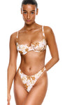 Nostalgic Bloom Underwire Bikini Top-Brown haze