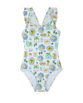 Capri Vibes Square Neck Ruffle One Piece -Wh/multi