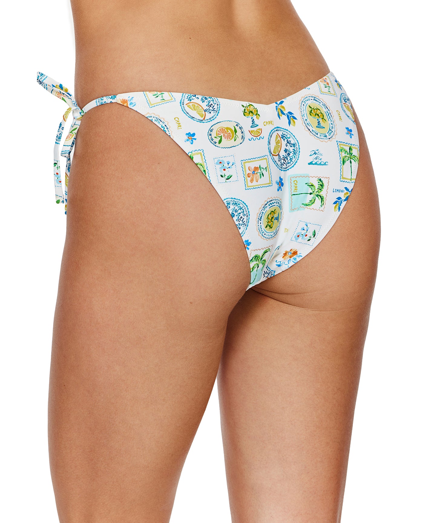 Capri Vibes Side Tie Bikini Bottom-Wh/multi