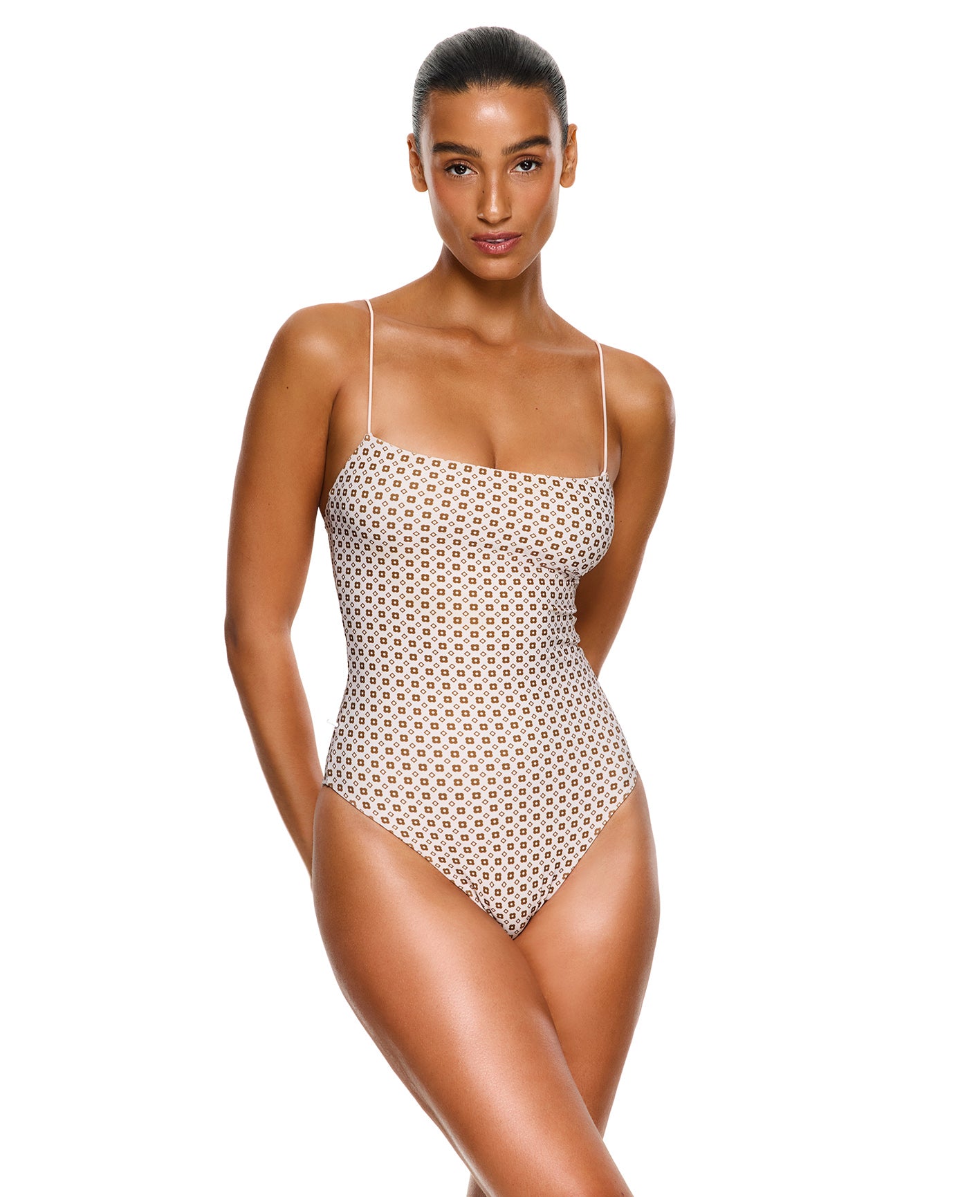 Love Notes Reversible Open Back One Piece-Cream brown