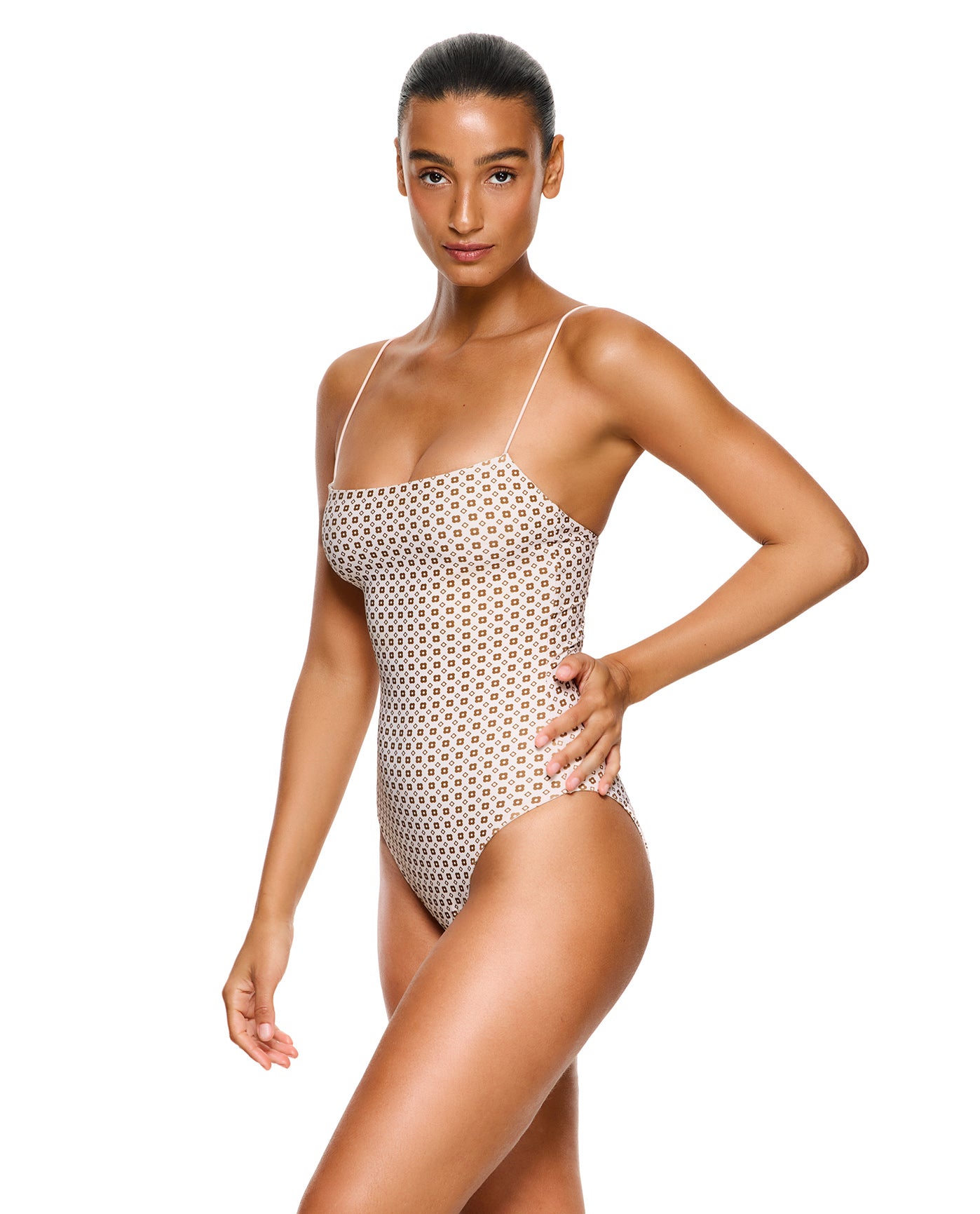 Love Notes Reversible Open Back One Piece-Cream brown
