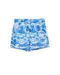Summer Toile Drawstring Swim Shorts-Blue/ white