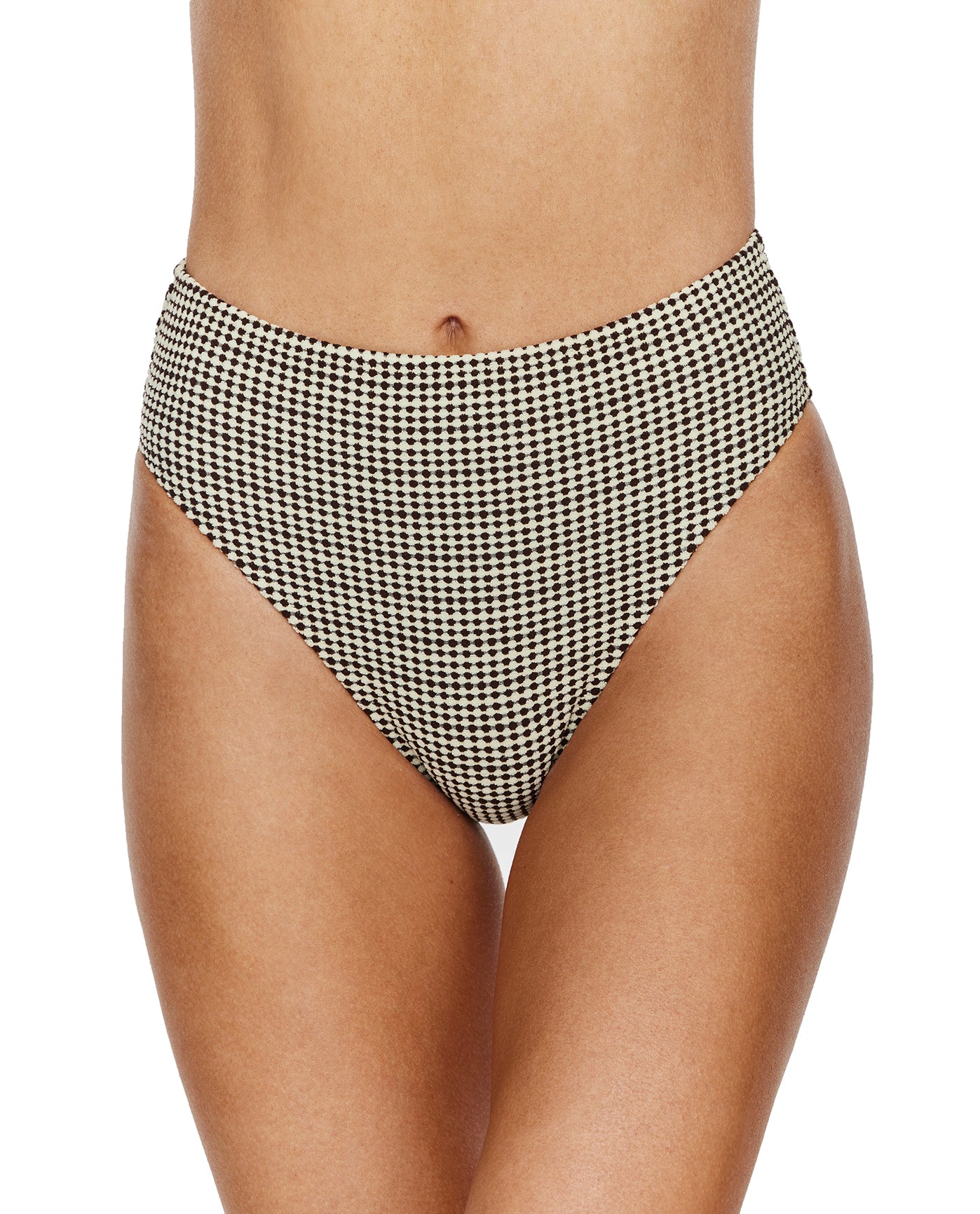 Sandy Beach Textured High Waist Bikini Bottom-Multi/brn