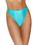 Bas de bikini taille haute échancré Satin Touch - Bleu turquoise