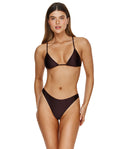Haut de bikini triangle Satin Touch marron