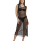 Front View Of Rhinestone Mesh Cover-Up Dress | black-001