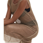 Front View Of Rhinestone Mesh Cover-Up Dress | beige-270