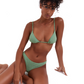 Side View Of Flirtt Spring Days Textured Triangle Bikini Top | Flirtt Spring Days Dusk Green