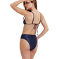 Back View Of Flirtt Satin Touch Triangle Bikini Top | Flirtt Satin Touch Navy