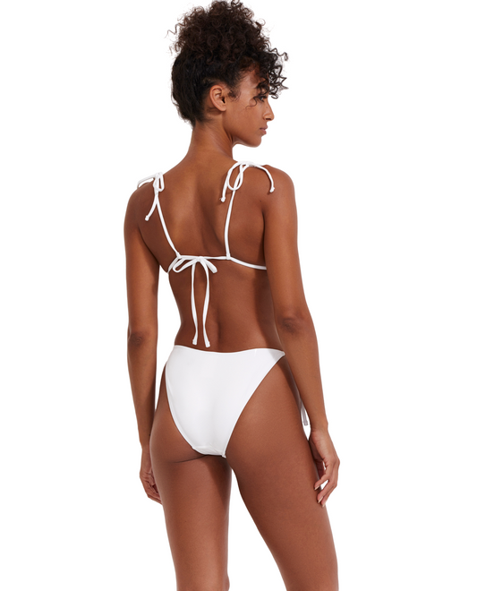 Back View Of Flirtt Solid Triangle Bikini Top | Flirtt Solid White