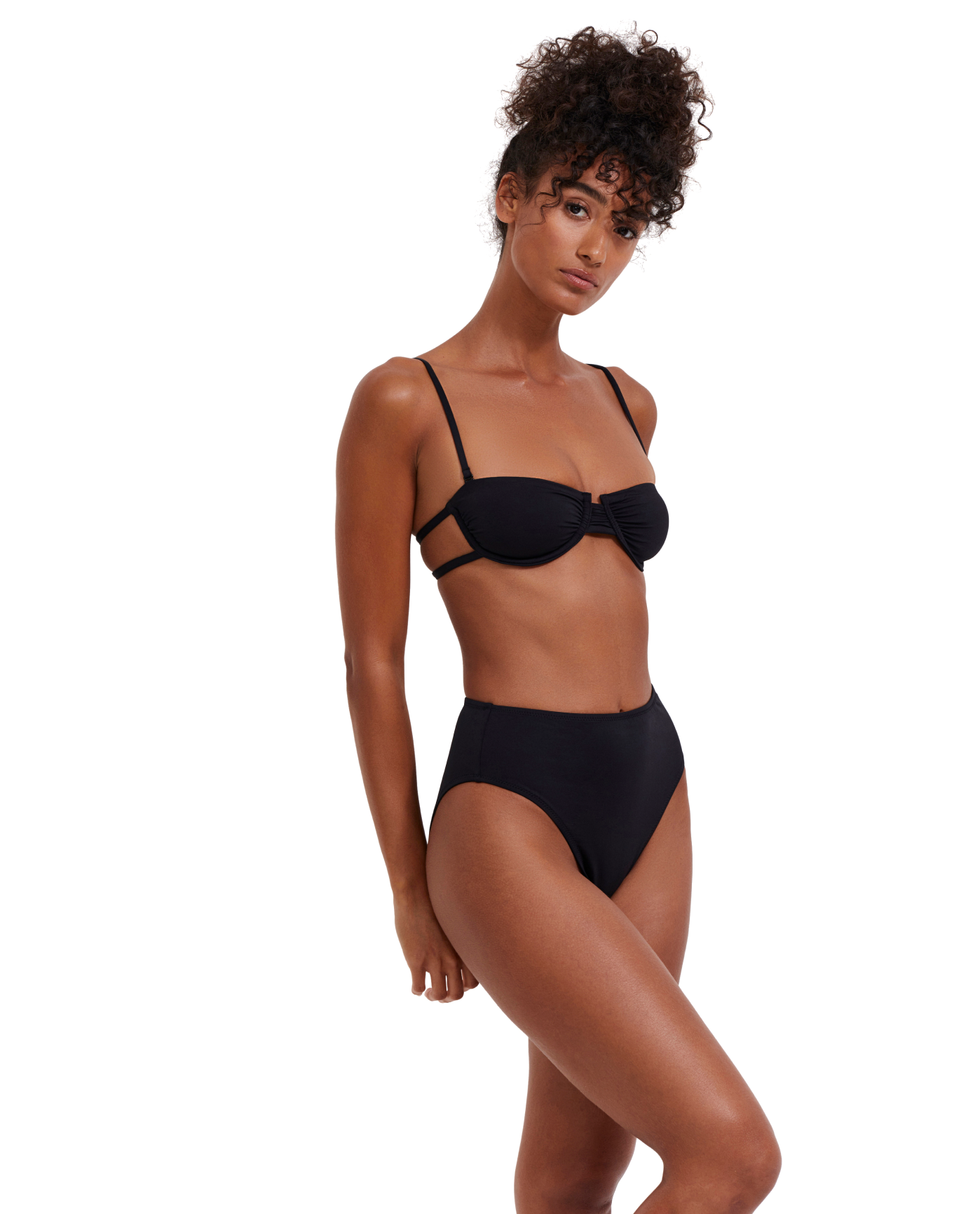 Side View Of Flirtt Solid Underwire Back Strap Bikini Top | Flirtt Solid Black