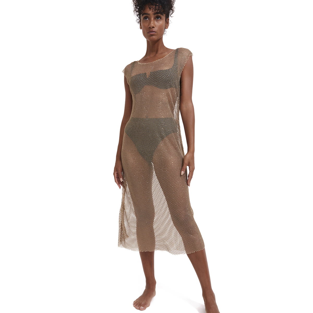 vfemage mesh dress Rhinestone Mesh Cover-Up Dress Gottex Flirtt