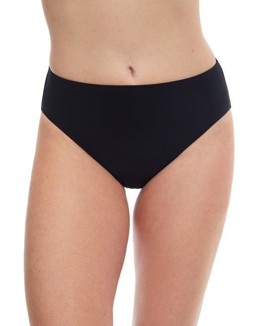 Front View Of Gottex Essentials High Leg High Waist Brief | Gottex Black