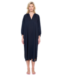 Long Sleeve V-Neck Midi Dress Cover-Up-Black