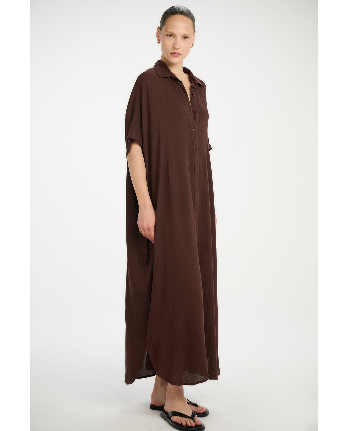 Gottex Beach LifeResort Maxi Shirt Dress Cover-Up-BrownCover Ups