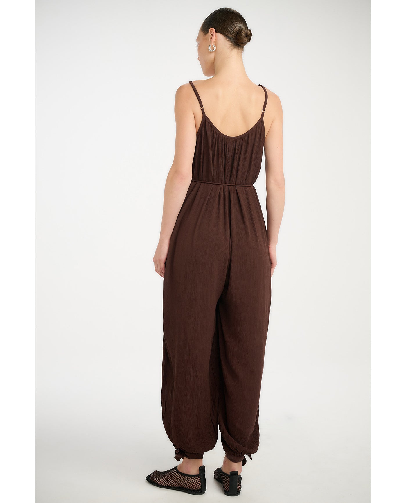 Resort Balloon Pant Jumpsuit Cover-Up-Brown