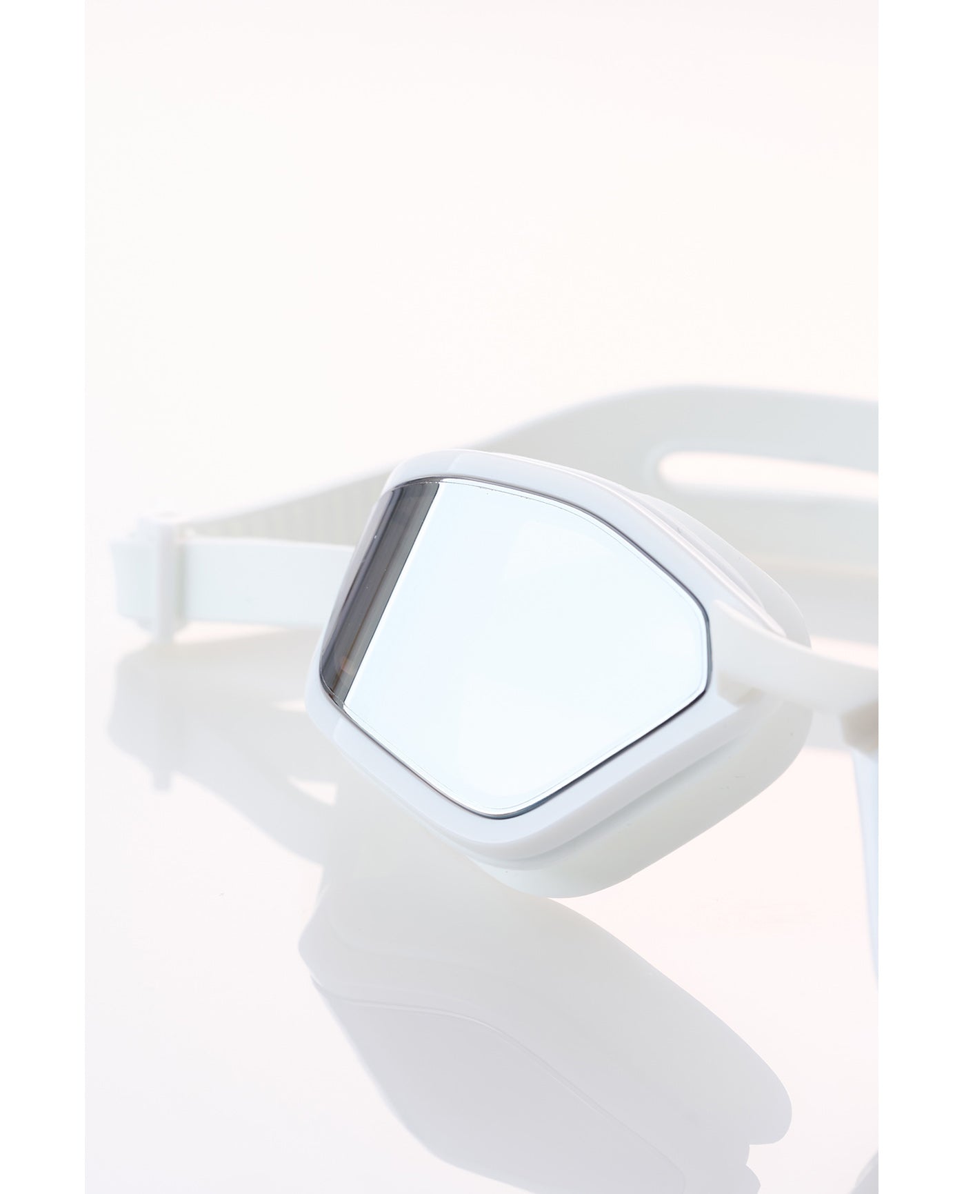 White Reflective Swim Goggles-White