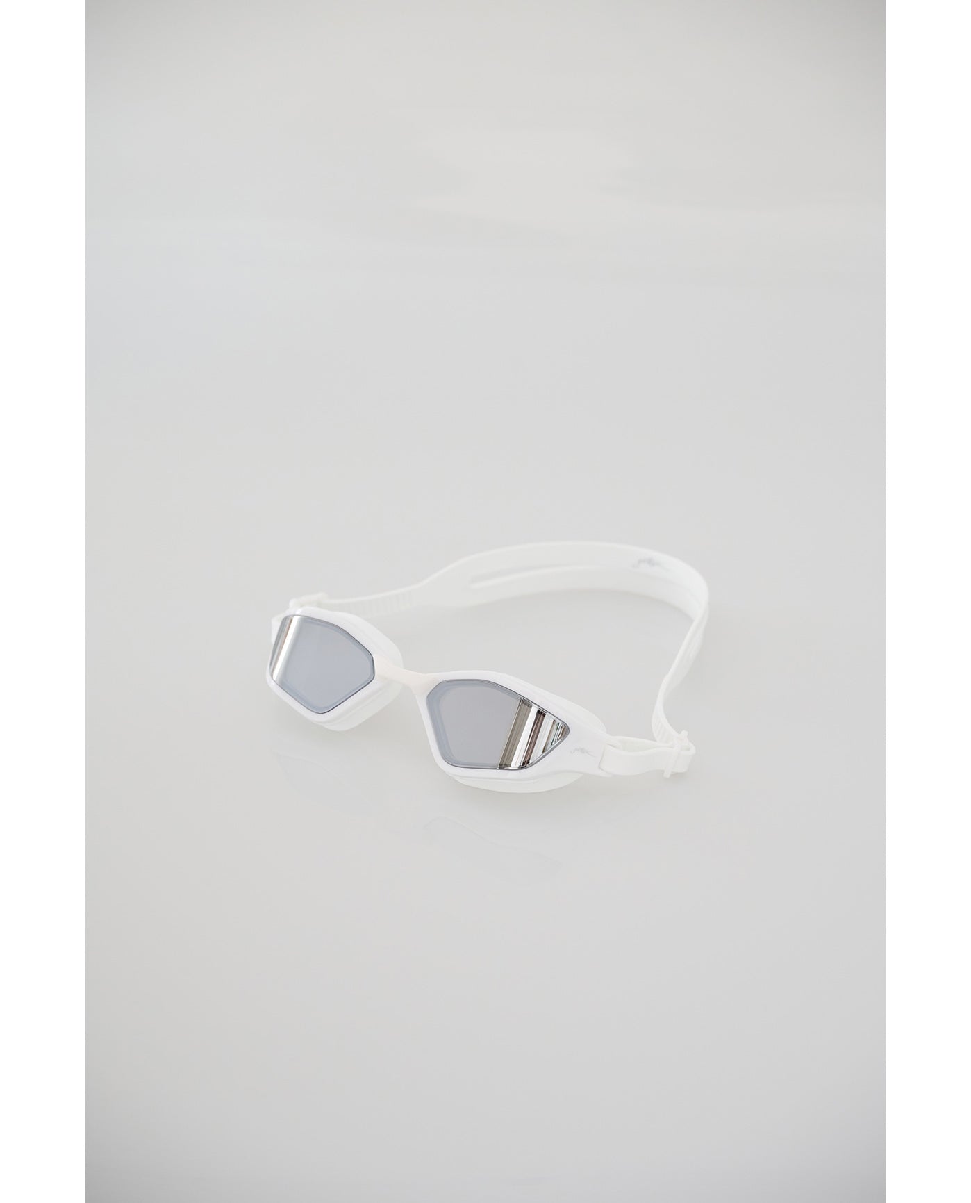White Reflective Swim Goggles-White