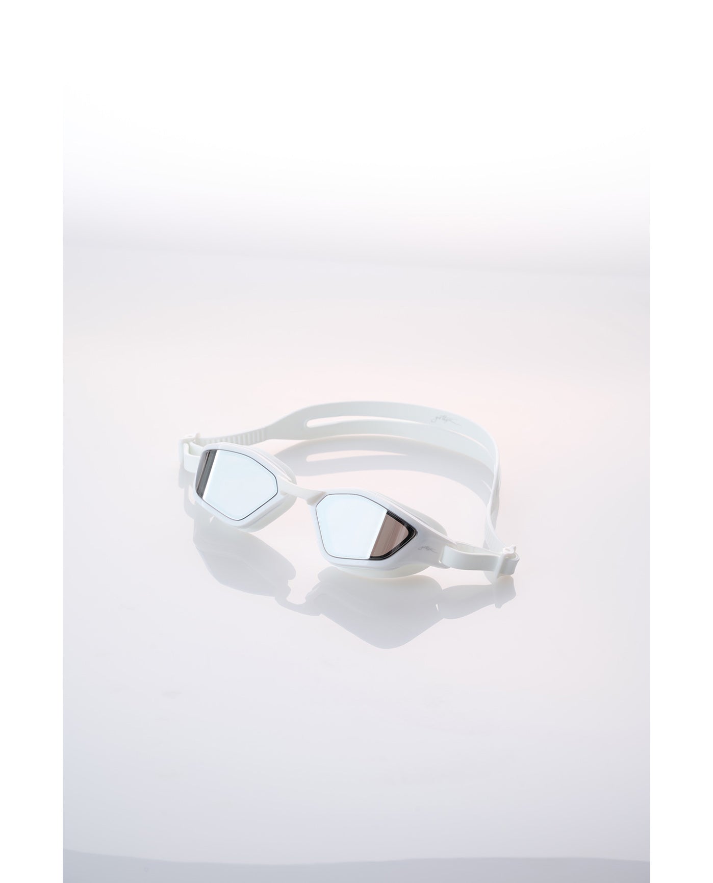White Reflective Swim Goggles-White