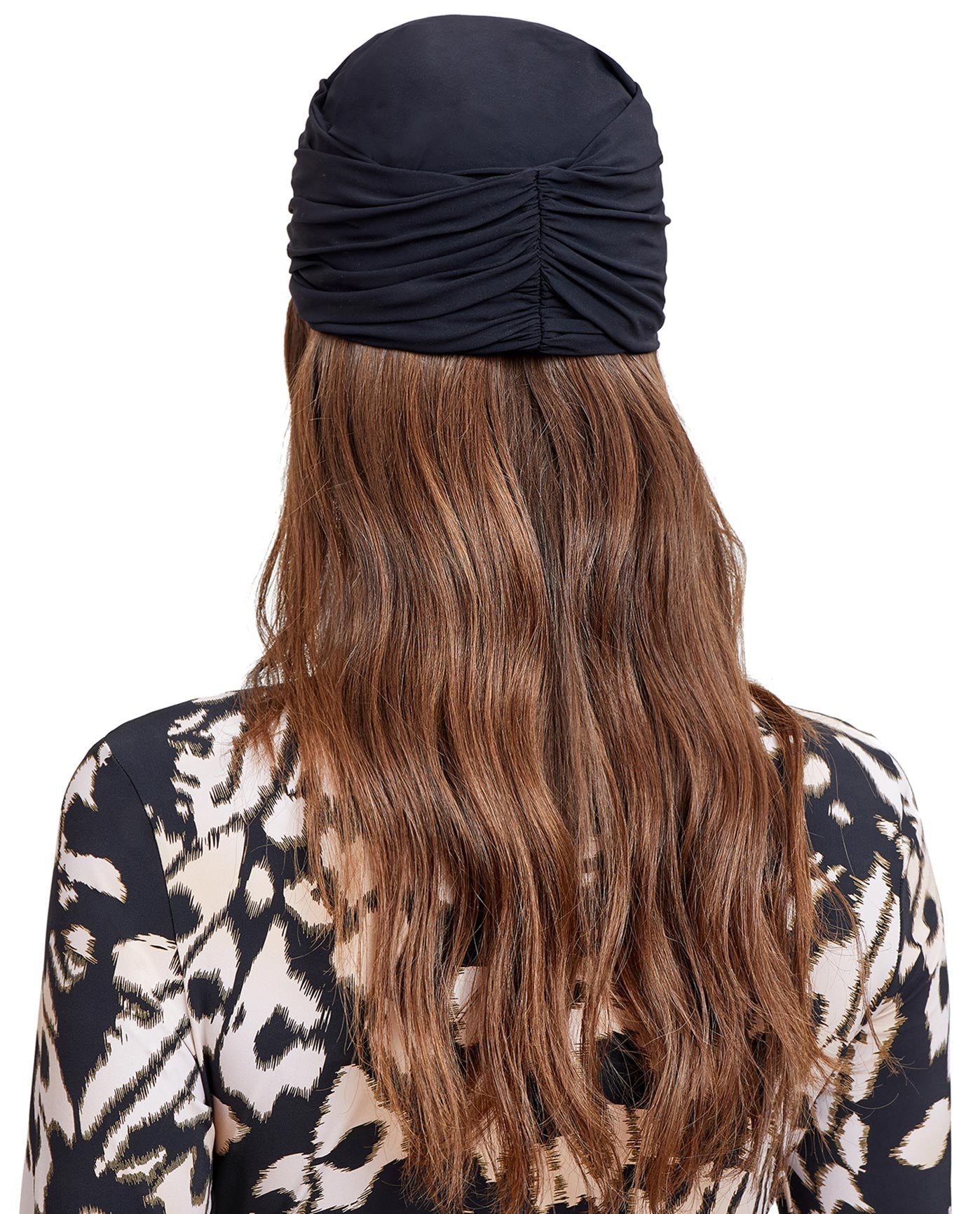 Back View Of Gottex Modest Knotted Hair Covering | GOTTEX MODEST BLACK
