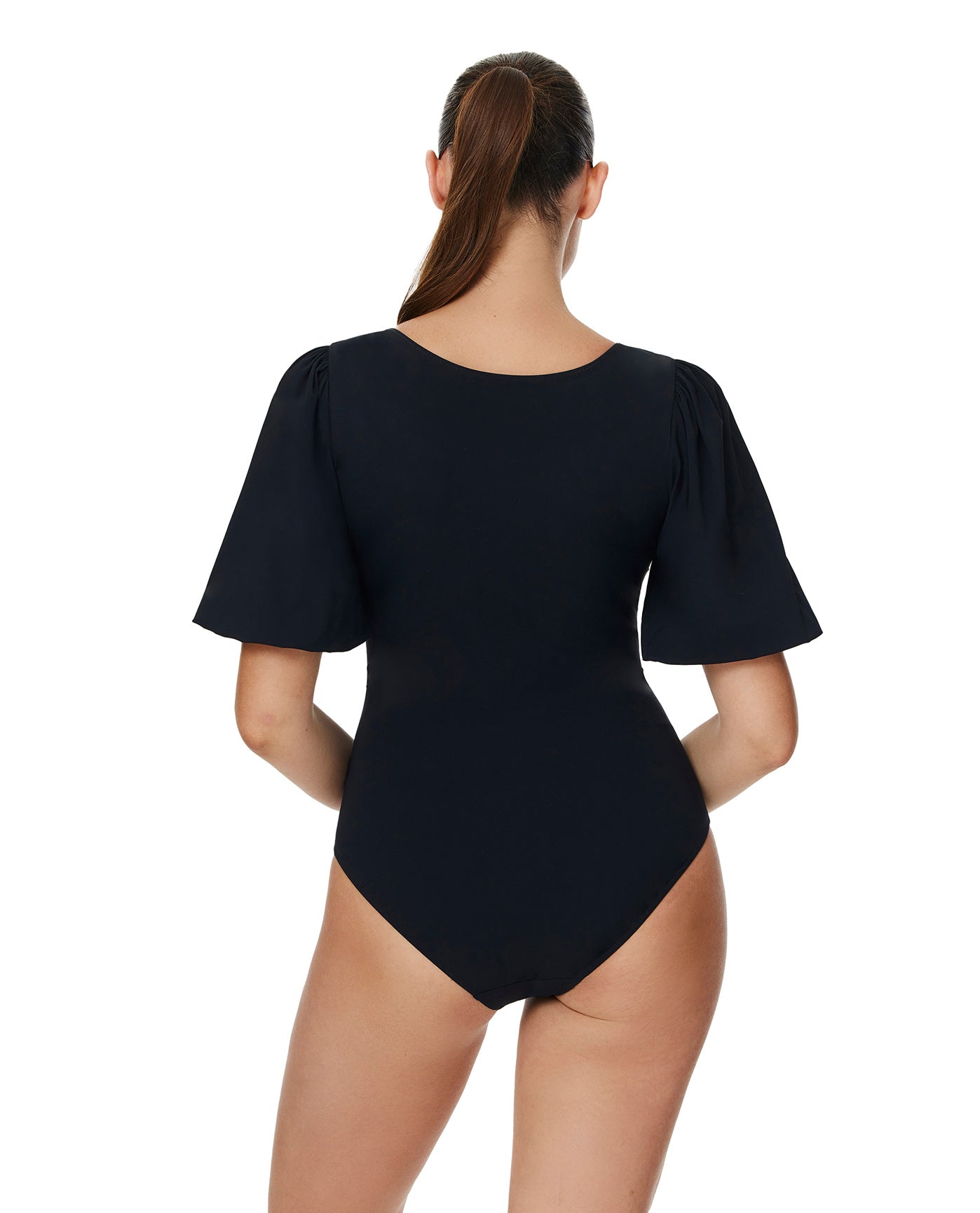 Modest High Round Neck Puff Sleeve One Piece