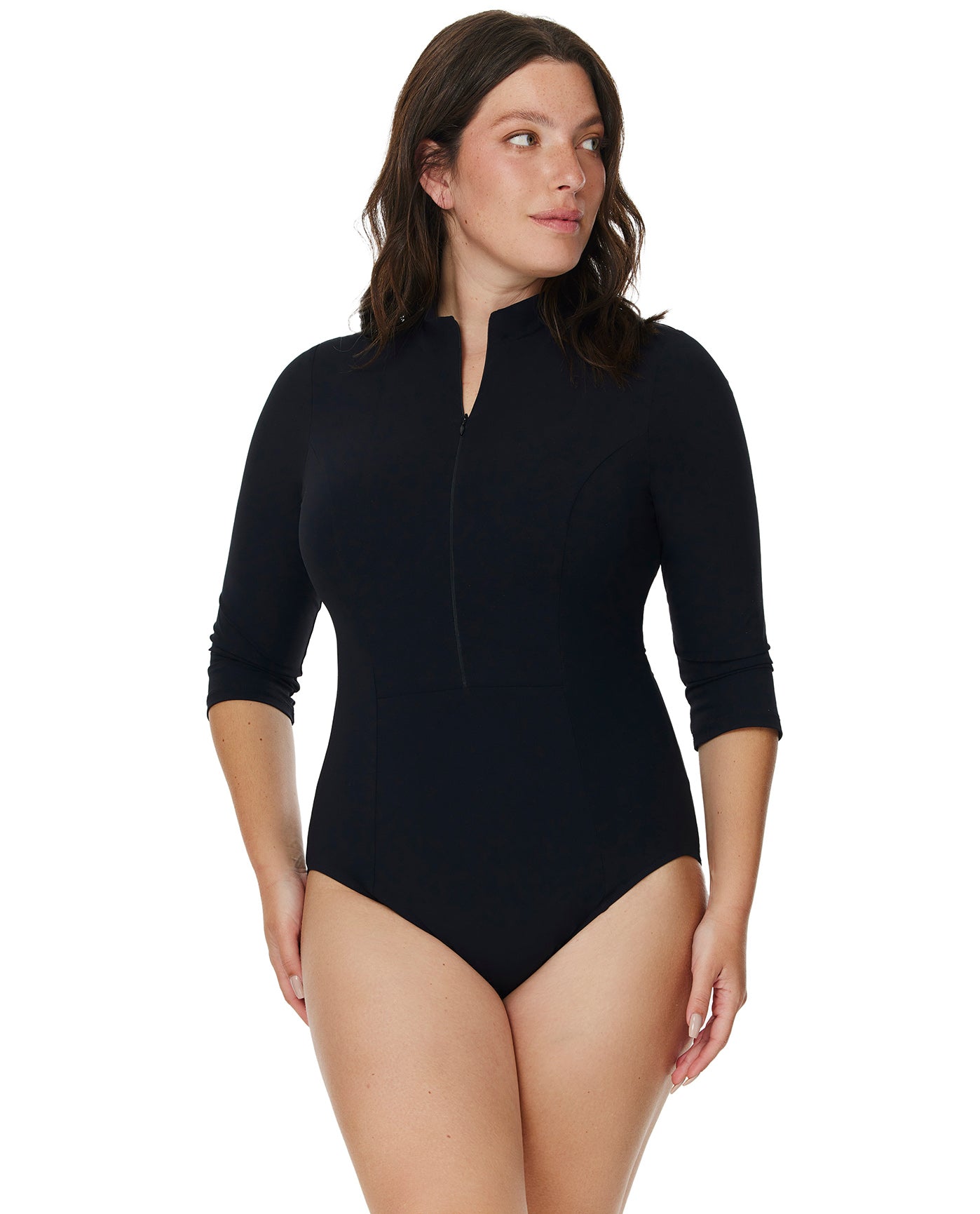 Modest 3/4 Sleeve One Piece Rashguard