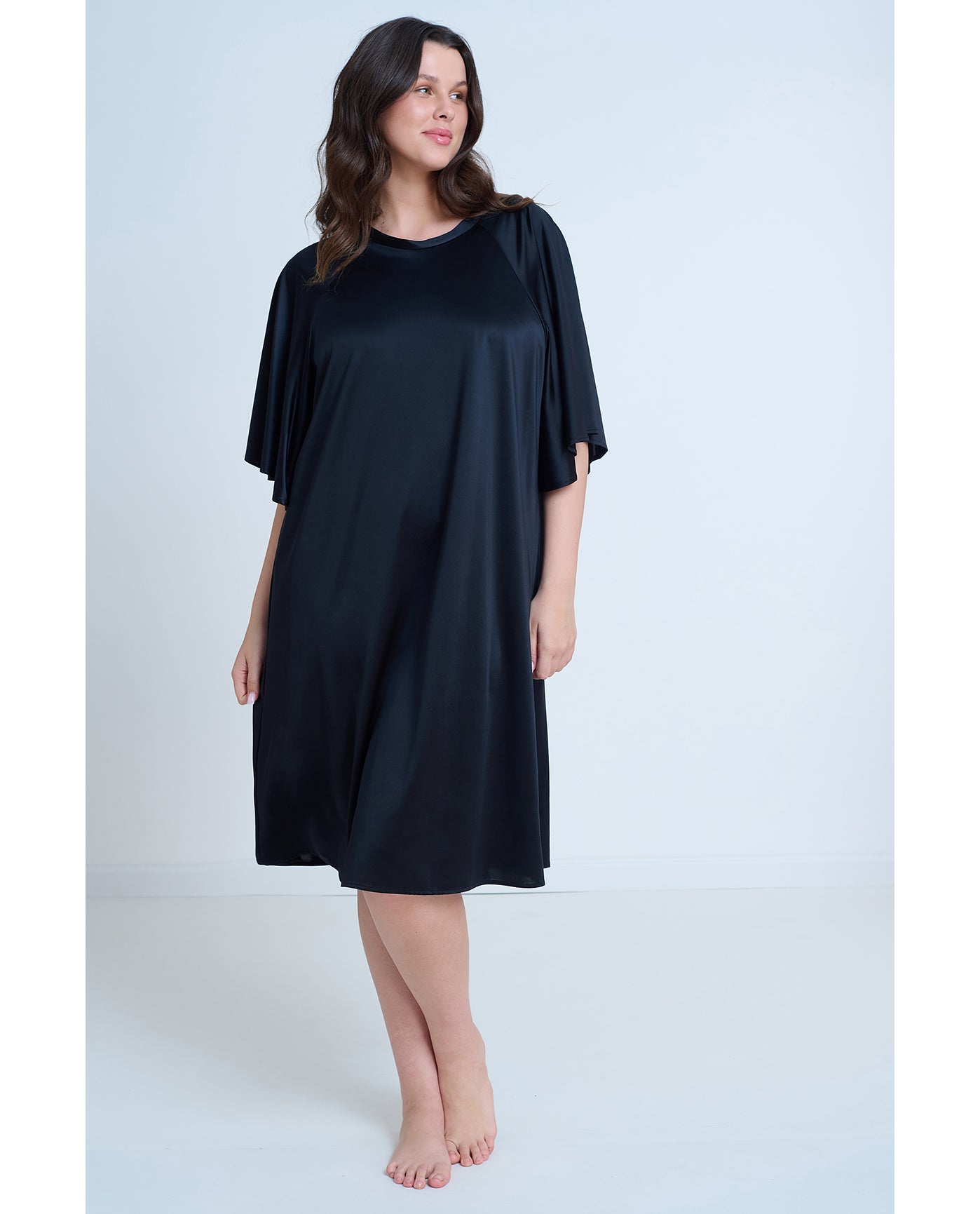 Modest High Neck Loose Fitting Dress | Black
