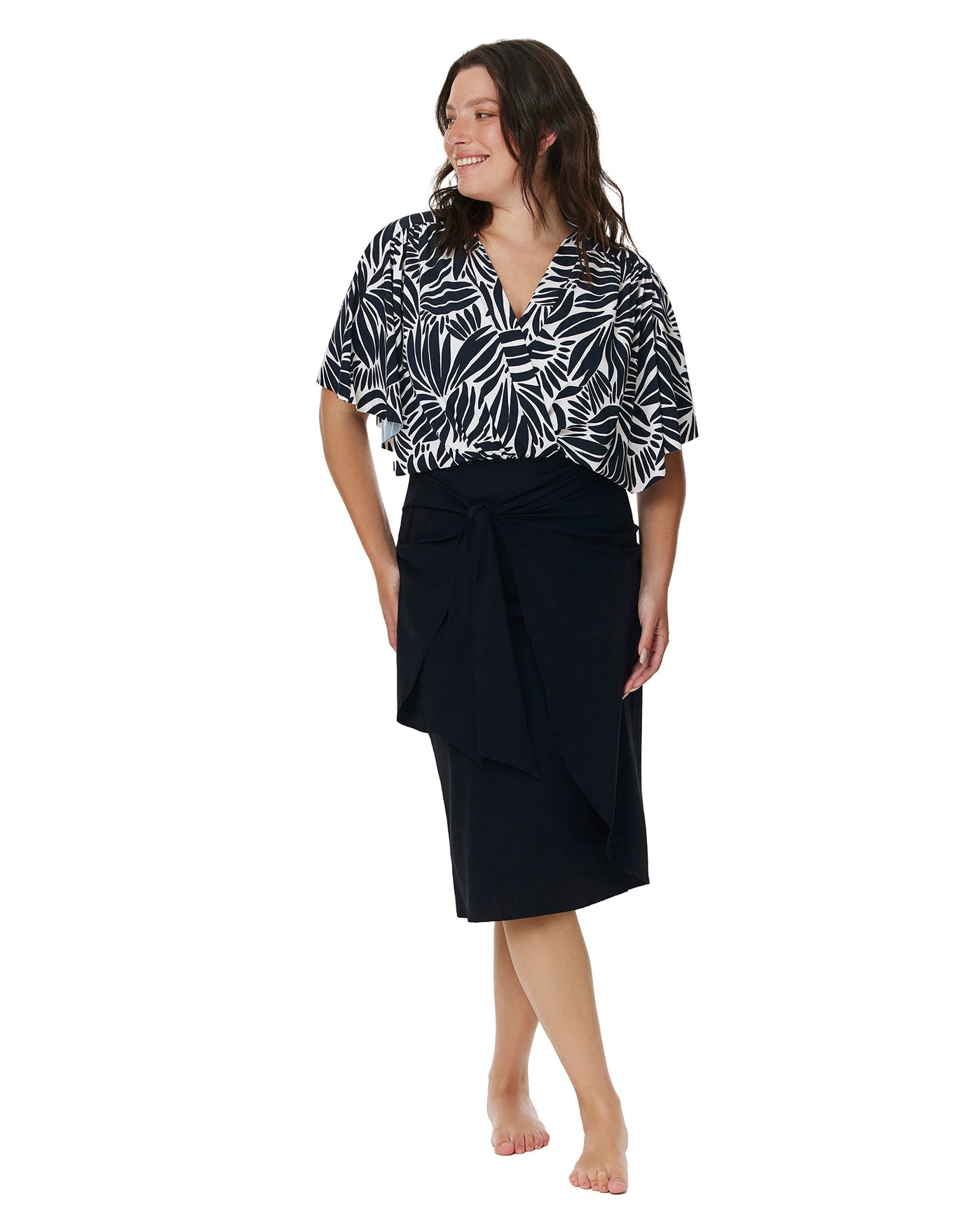 Modest Faux Wrap Skirt with Tie