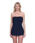 Lattice Bandeau Strapless Swimdress