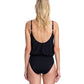 Back View Of Gottex Contour Lattice Surplice Blouson Underwire One Piece Swimsuit | Gottex Lattice Black