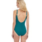 Back View Of Gottex Contour Lattice V-Neck Surplice One Piece Swimsuit | Gottex Lattice Lagoon