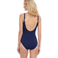 Back View Of Gottex Contour Lattice V-Neck Surplice One Piece Swimsuit | Gottex Lattice Navy