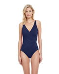 Lattice V-Neck Surplice One Piece Swimsuit