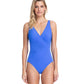 Front View Of Gottex Contour Lattice V-Neck Surplice One Piece Swimsuit | Gottex Lattice Sapphire