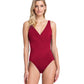 Front View Of Gottex Contour Lattice V-Neck Surplice One Piece Swimsuit | Gottex Lattice Raspberry