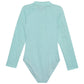 Back View Of Gottex Kids Pineapple Long Sleeve Zip Up Rash Guard One Piece Swimsuit | GOTTEX KIDS PINEAPPLE PISTACHIO