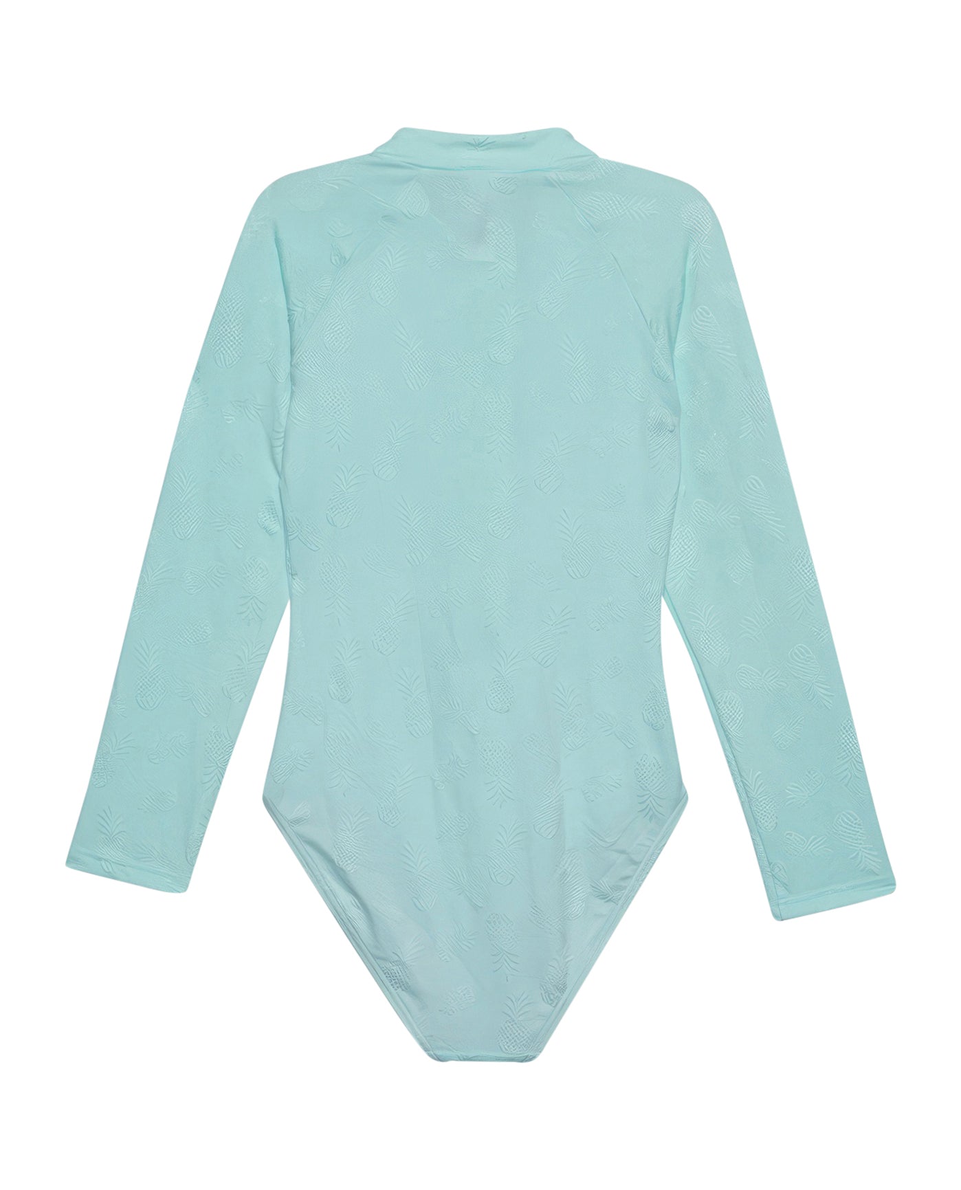 Back View Of Gottex Kids Pineapple Long Sleeve Zip Up Rash Guard One Piece Swimsuit | GOTTEX KIDS PINEAPPLE PISTACHIO