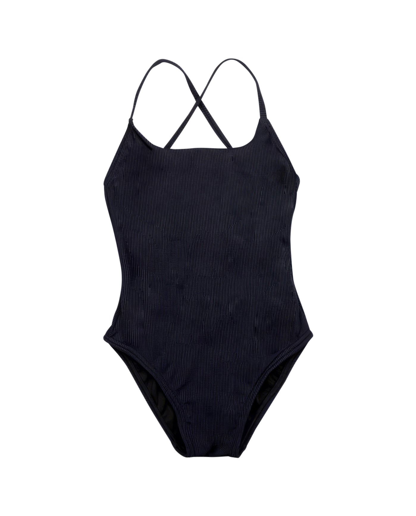 Front View Of Gottex Kids Textured Rib Round Neck One Piece Swimsuit | GOTTEX KIDS TEXTURED RIB BLACK