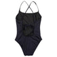 Back View Of Gottex Kids Textured Rib Round Neck One Piece Swimsuit | GOTTEX KIDS TEXTURED RIB BLACK