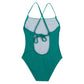 Back View Of Gottex Kids Textured Rib Round Neck One Piece Swimsuit | GOTTEX KIDS TEXTURED RIB GREEN