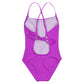 Back View Of Gottex Kids Textured Rib Round Neck One Piece Swimsuit | GOTTEX KIDS TEXTURED RIB PINK