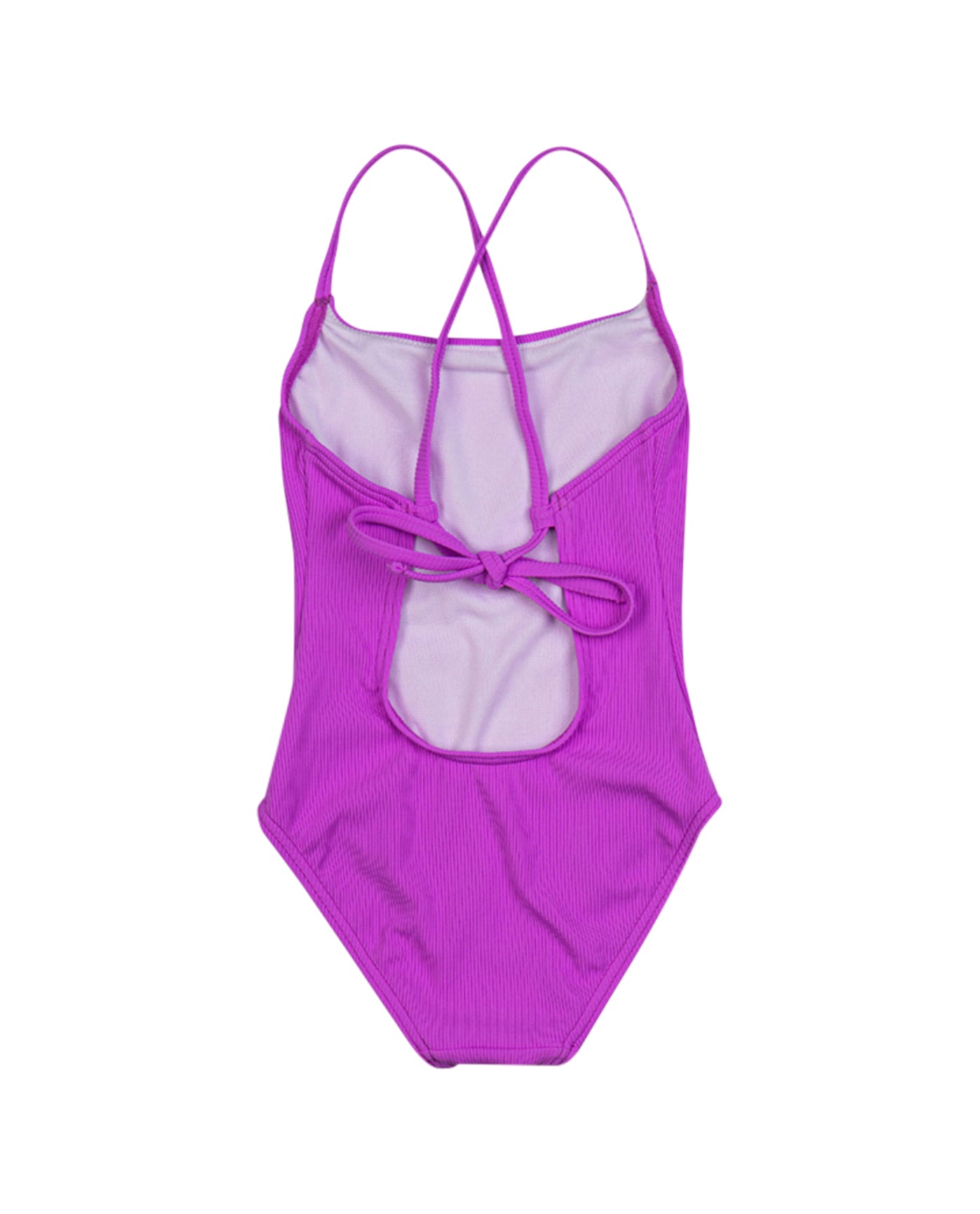 Back View Of Gottex Kids Textured Rib Round Neck One Piece Swimsuit | GOTTEX KIDS TEXTURED RIB PINK