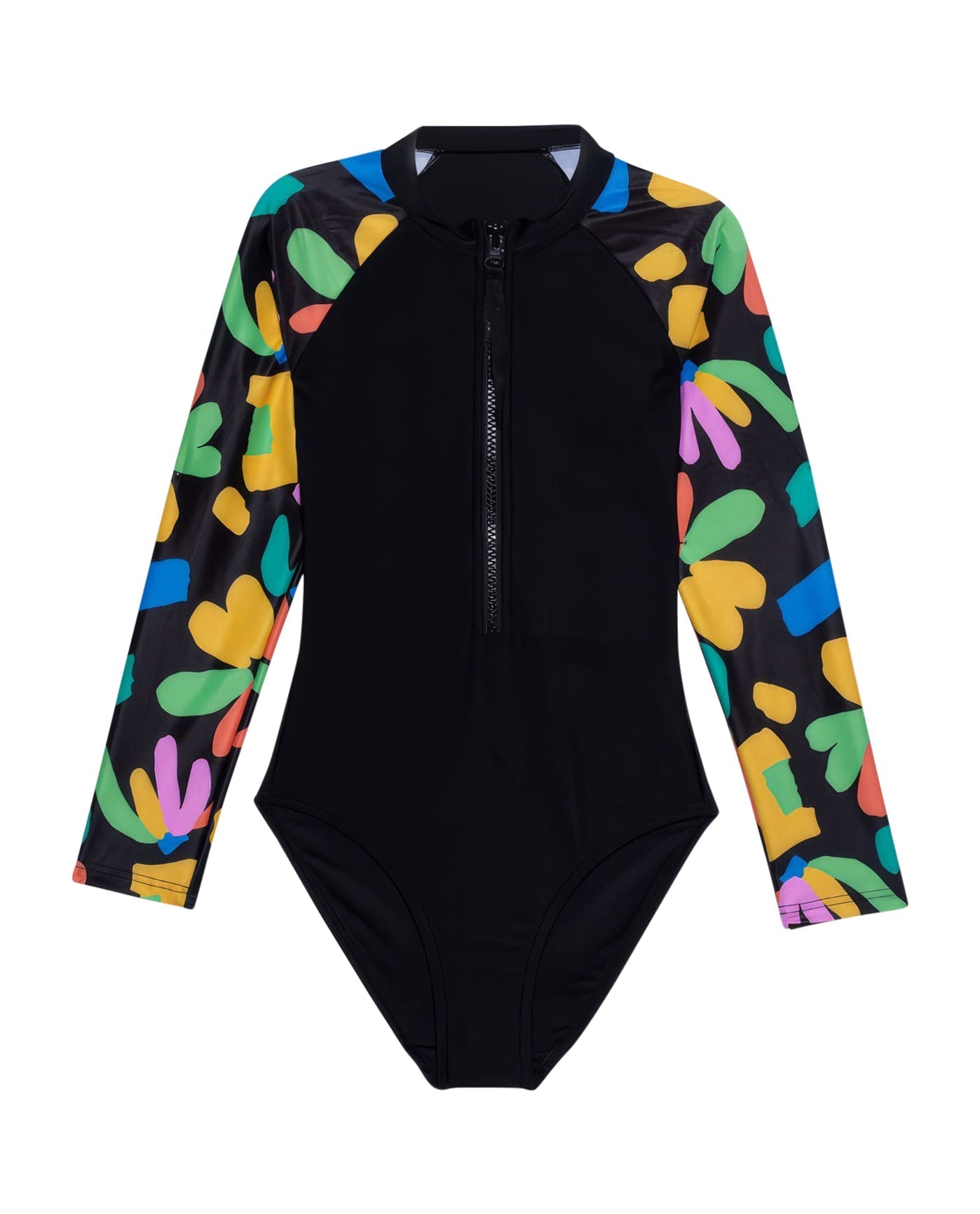 Front View Of Gottex Kids Spice Long Sleeve Zip Up Rash Guard One Piece Swimsuit | GOTTEX KIDS SPICE