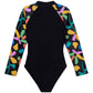 Back View Of Gottex Kids Spice Long Sleeve Zip Up Rash Guard One Piece Swimsuit | GOTTEX KIDS SPICE