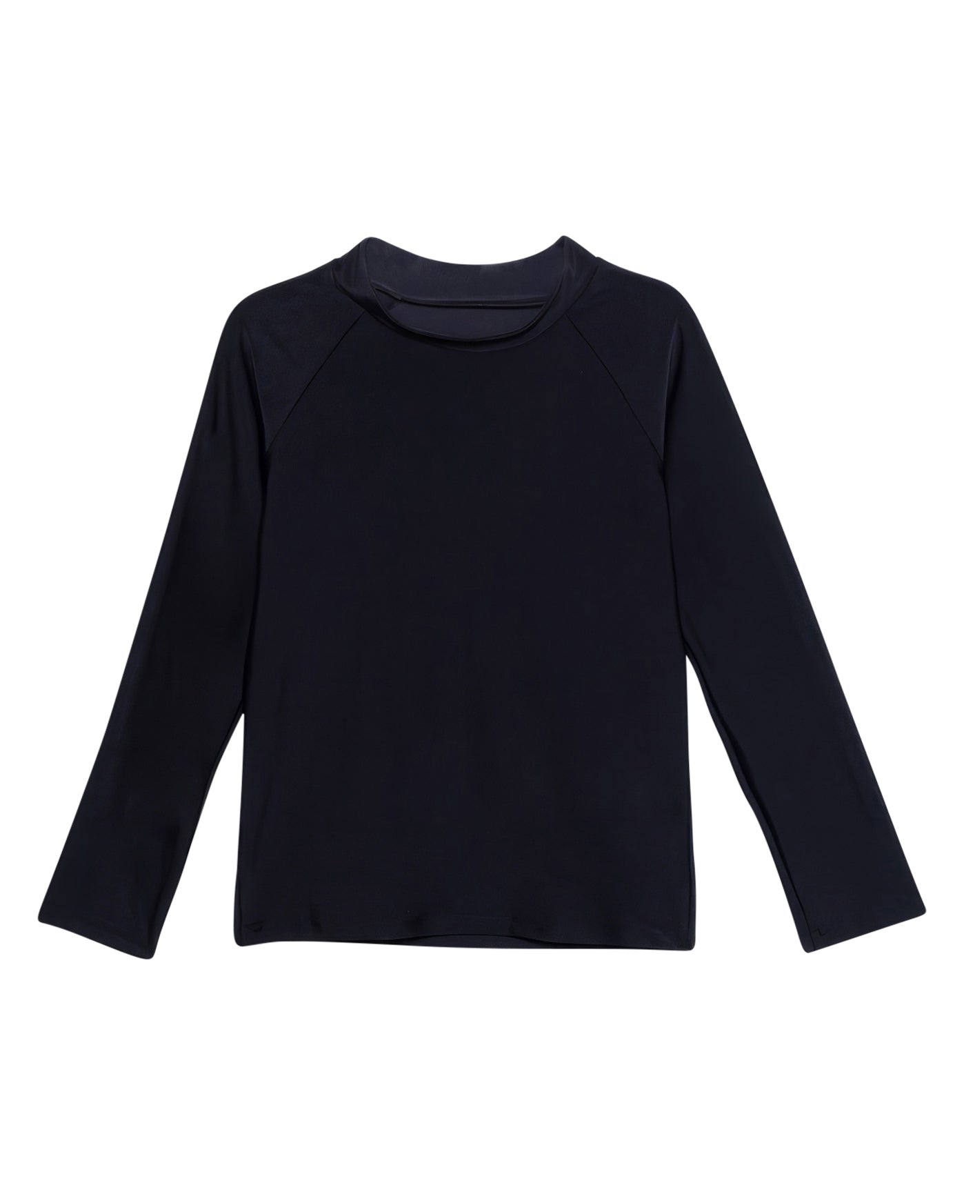 Front View Of Gottex Kids Solid Long Sleeve Zip Up Rash Guard Tankini Top | GOTTEX KIDS BLACK