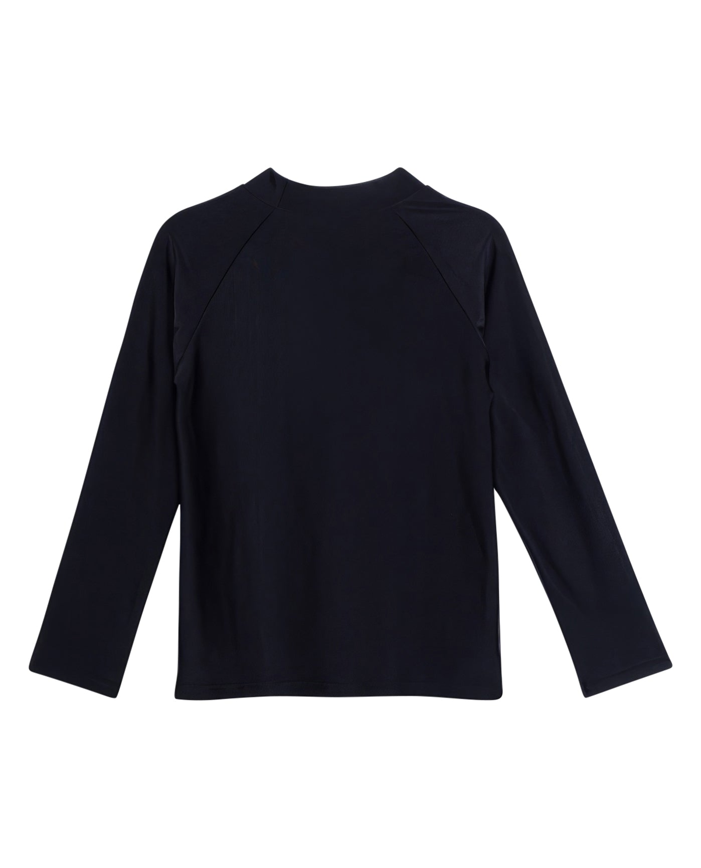Back View Of Gottex Kids Solid Long Sleeve Zip Up Rash Guard Tankini Top | GOTTEX KIDS BLACK