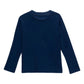 Front View Of Gottex Kids Solid Long Sleeve Zip Up Rash Guard Tankini Top | GOTTEX KIDS NAVY